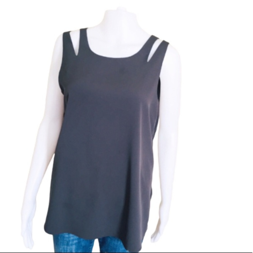 BANANA REPUBLIC Caged Laser Cut Shoulder Tank Top Grey Medium - Minimalist
